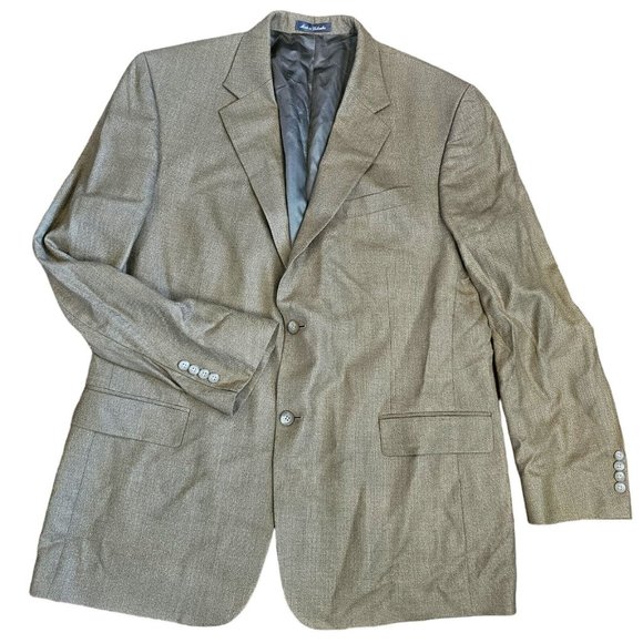 Oscar de la Renta Other - Oscar De La Renta‎ Men’s Beige Silk Wool Blazer Sport Coat Jacket 46 Long 46L